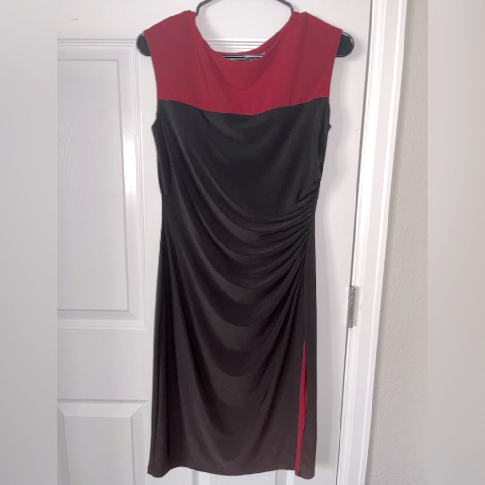 Ralph Lauren Black/Burgundy Midi Dress, size 8